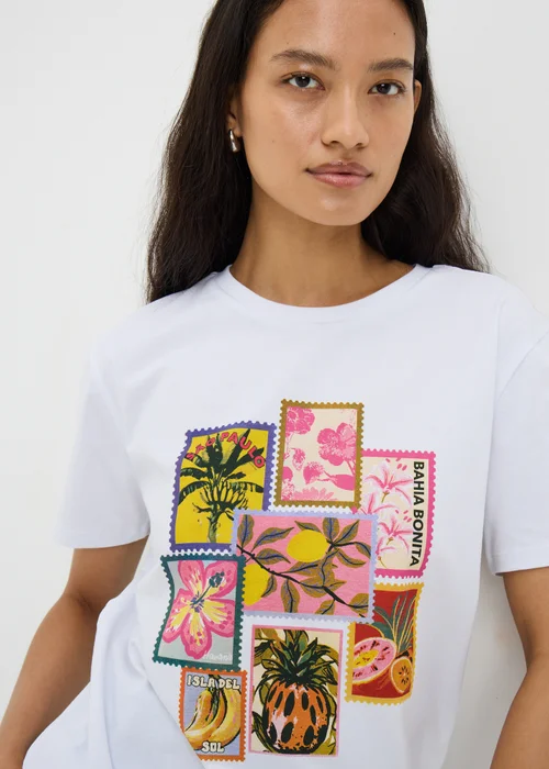 White Graphic Floral T-Shirt - XS Image 3