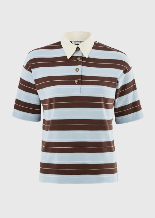 Blue & Brown Stripe Rugby Shirt - 8 Image 4