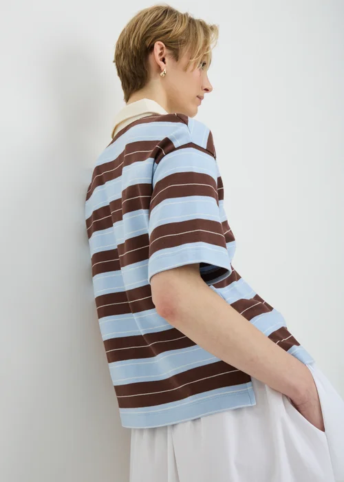 Blue & Brown Stripe Rugby Shirt - 8 Image 2