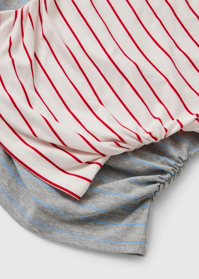 2 Pack Girls Multicoloured Striped T-Shirts (7-15Yrs)