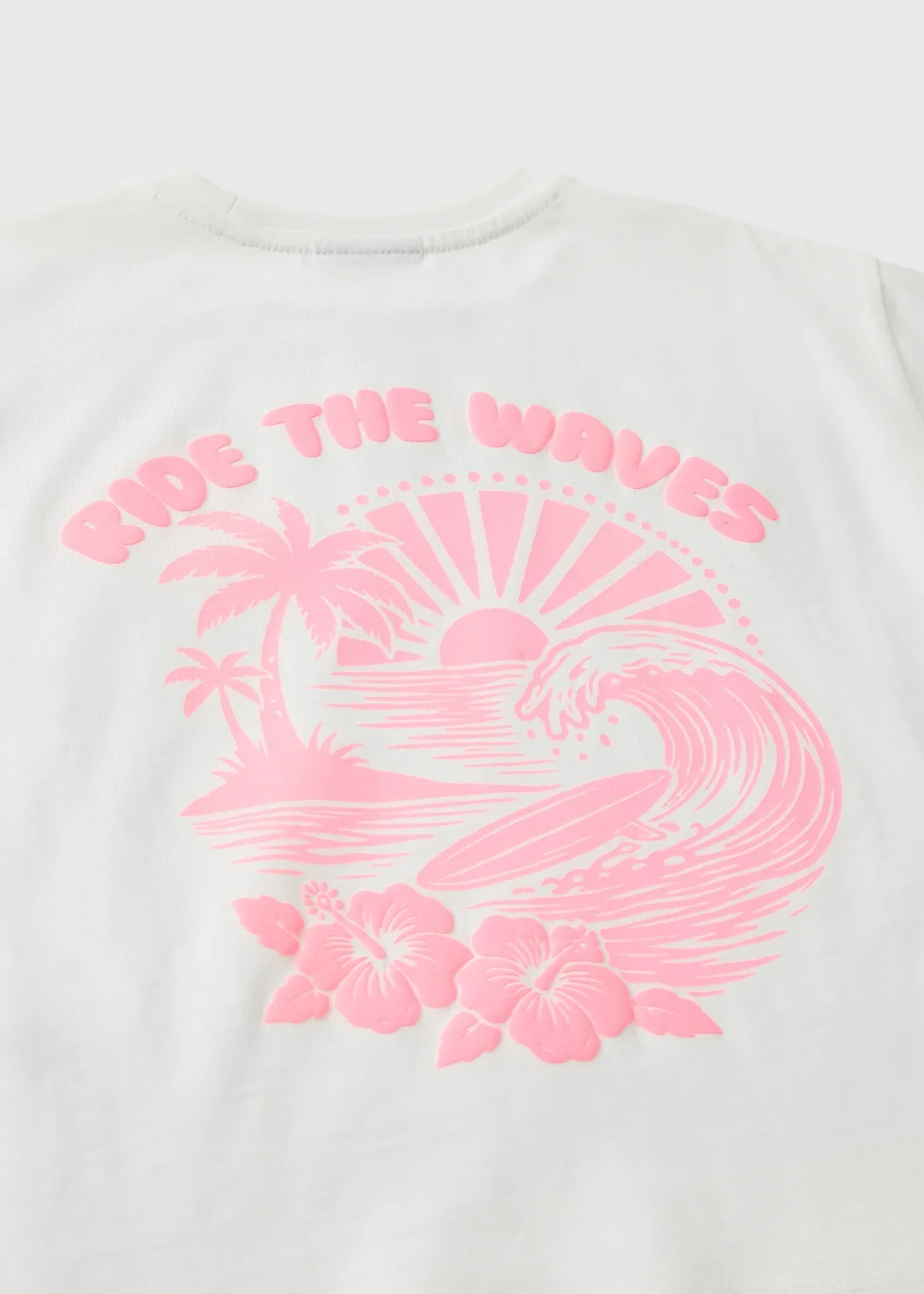 Girls White Waves Slogan T-Shirt (7-15yrs) - 10 Yrs Image 2
