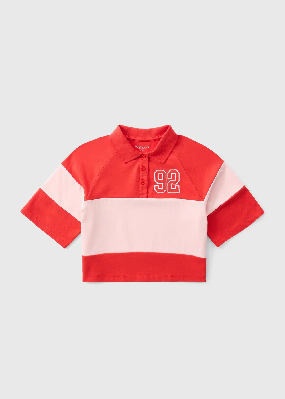 Girls Red Panel Rugby Top (7-15yrs) - 7 Yrs Image 1