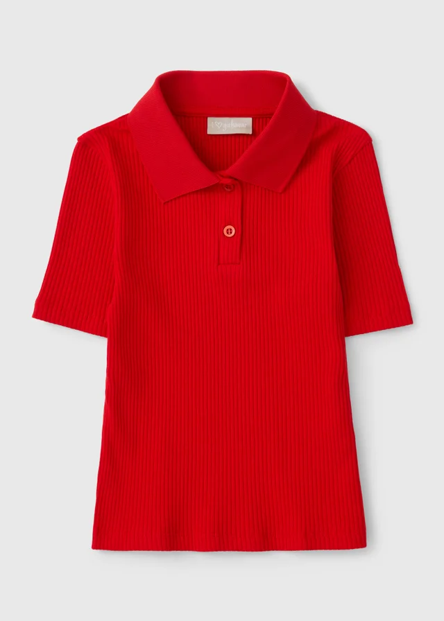 Girls Red Short Sleeve Polo Shirt (7-15yrs)