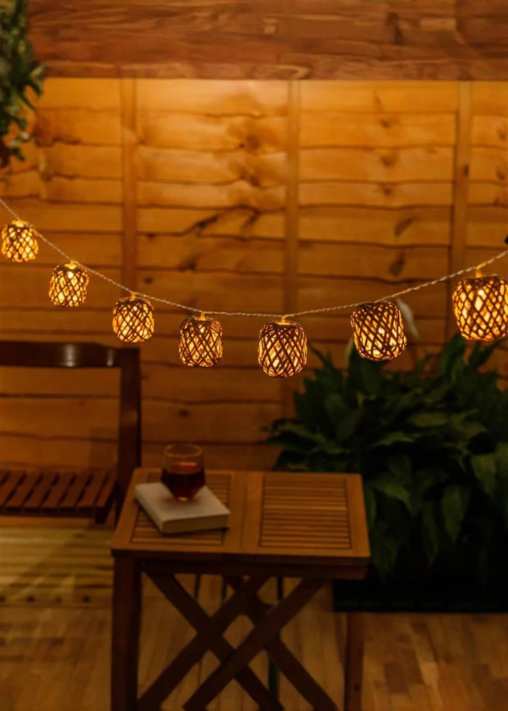 Security Rattan With String ValueLights Rattan String Lights X 10 - One Size | Matalan