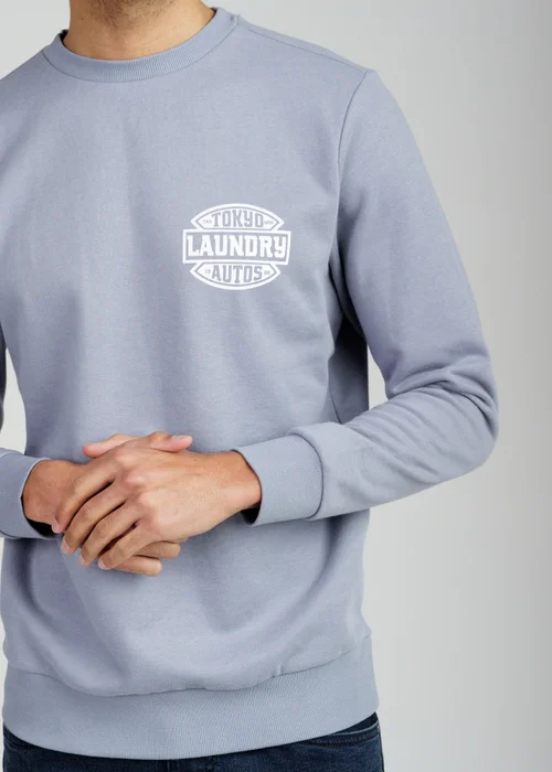 Tokyo Laundry Blue Printed Brushed Back Fleece Crew Neck Sweatshirt - M Image 3