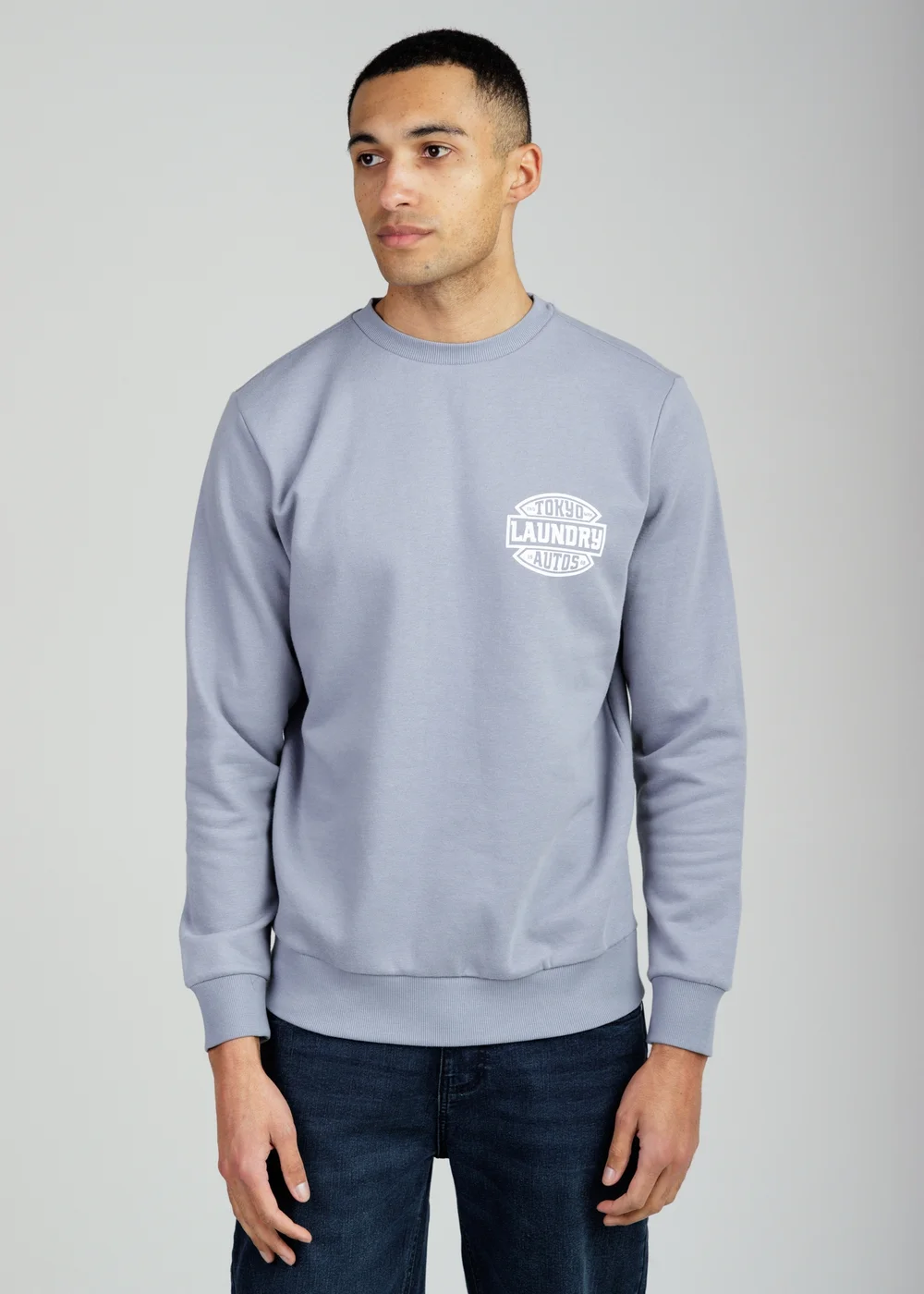 Tokyo Laundry Blue Printed Brushed Back Fleece Crew Neck Sweatshirt - M Image 1