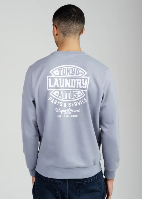 Tokyo Laundry Blue Printed Brushed Back Fleece Crew Neck Sweatshirt - M Image 2