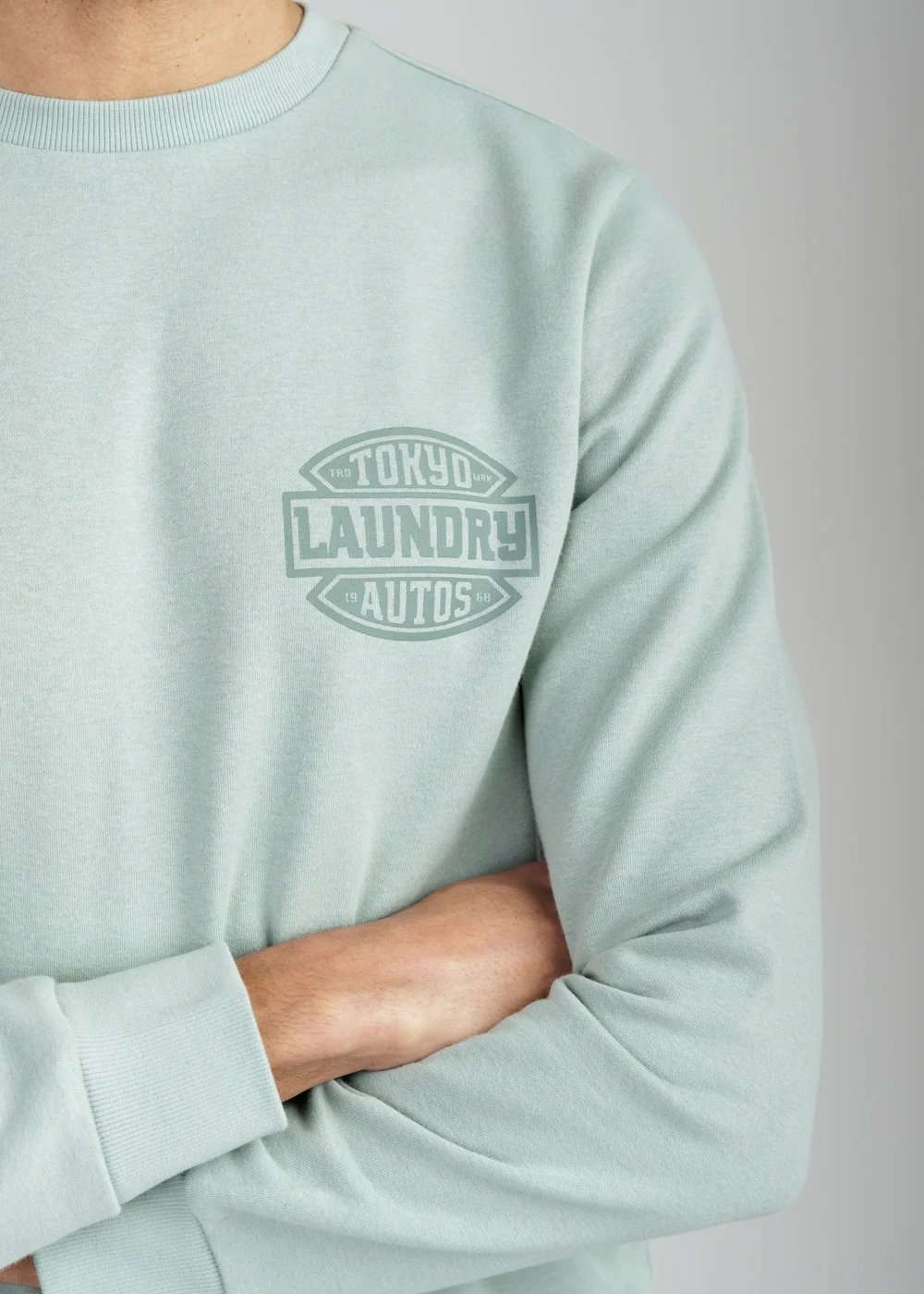 Tokyo Laundry Green Printed Brushed Back Fleece Crew Neck Sweatshirt - M Image 3
