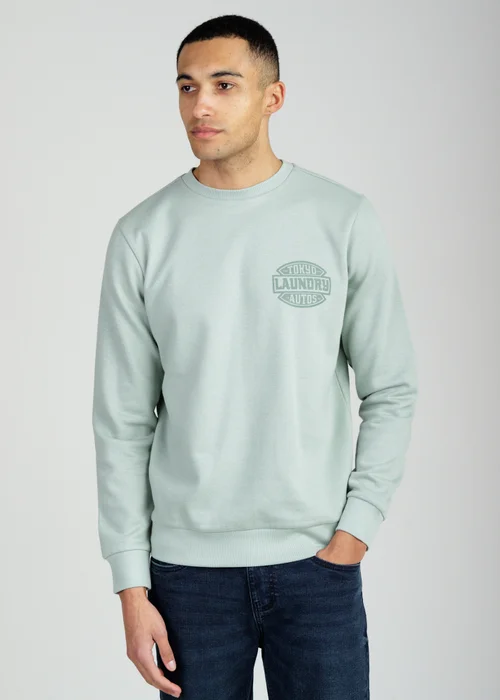 Tokyo Laundry Green Printed Brushed Back Fleece Crew Neck Sweatshirt - M Image 1