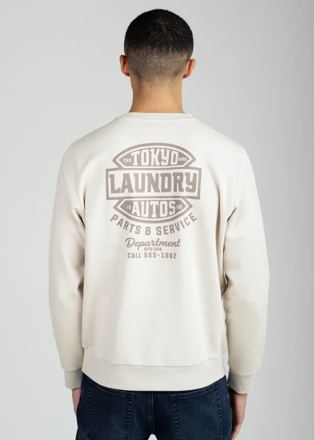 Tokyo Laundry Beige Printed Brushed Back Fleece Crew Neck Sweatshirt