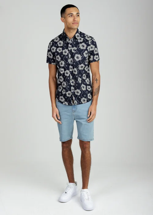 Tokyo Laundry Navy Cotton Poplin Button Up Shirt With Abstract Floral Print - XL Image 4