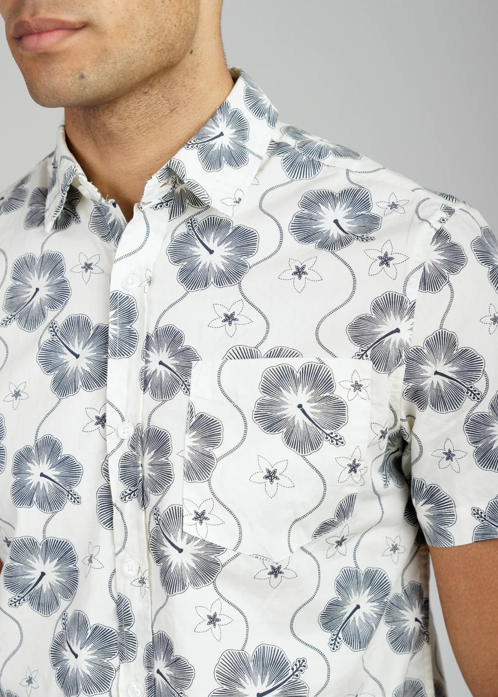 Tokyo Laundry White Cotton Poplin Button Up Shirt With Abstract Floral Print - M Image 3