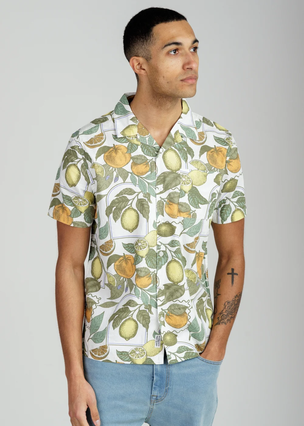 Tokyo Laundry White Cotton Poplin Button Up Shirt With Citrus Fruit Print - L Image 1