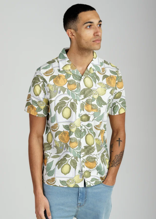 Tokyo Laundry White Cotton Poplin Button Up Shirt With Citrus Fruit Print