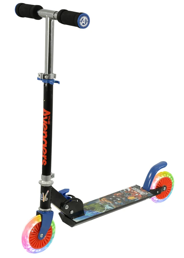 Avengers Multi Coloured Folding Inline Scooter with Light Up Wheels