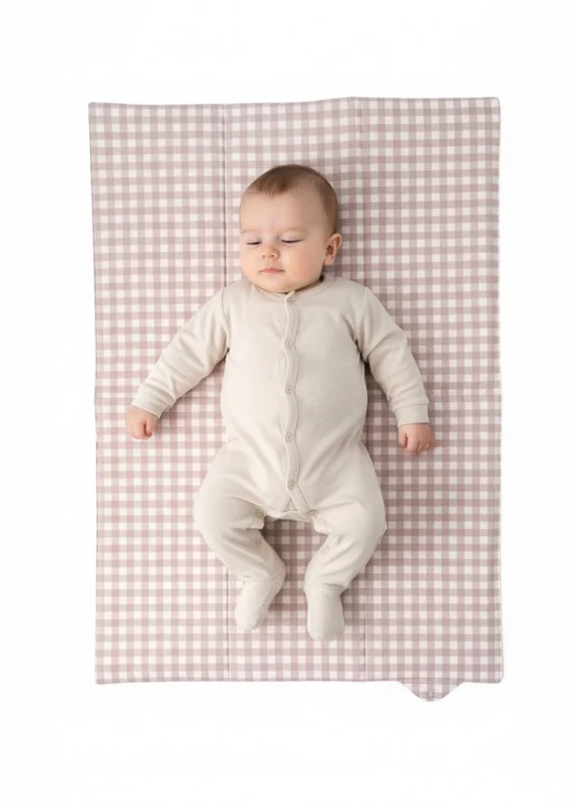 Clair de Lune Gingham Folding Travel Changing Mat