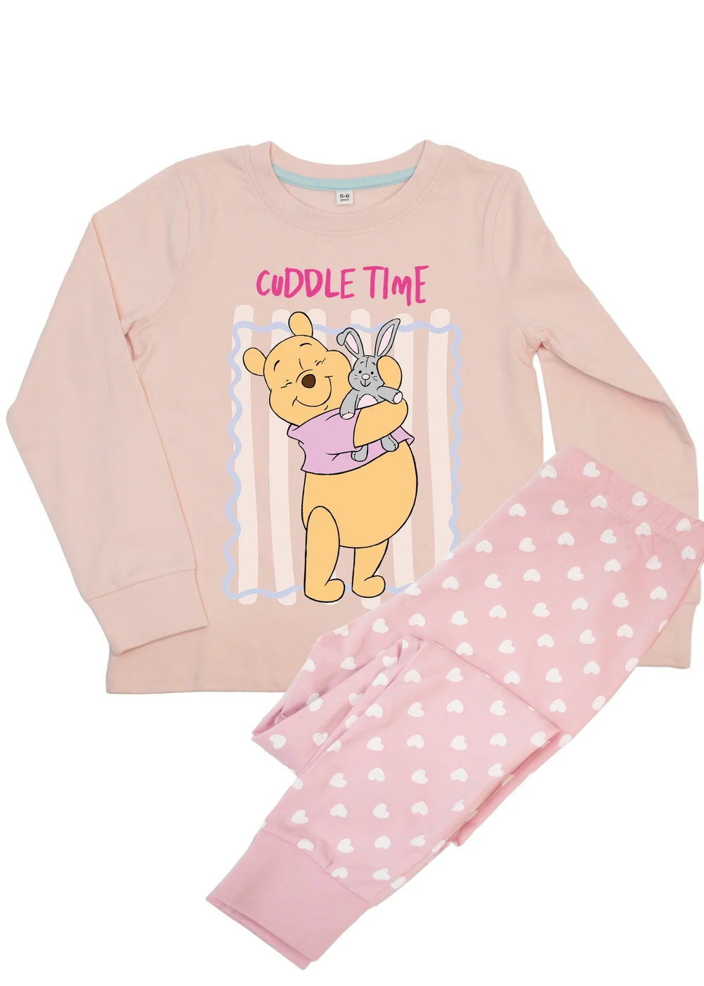 Ada & Ted Disney Winnie The Pooh Cuddle Time Girls Pink Graphic Pyjamas (3-8 Years) - 7-8 Yrs Image 1