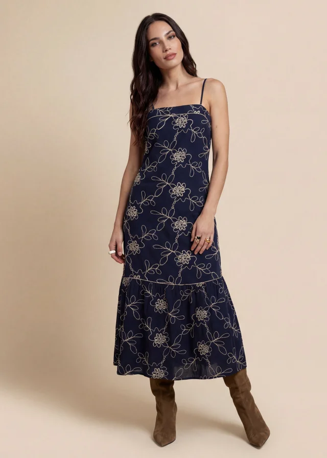 Urban Bliss Navy Embroidered Maxi Dress