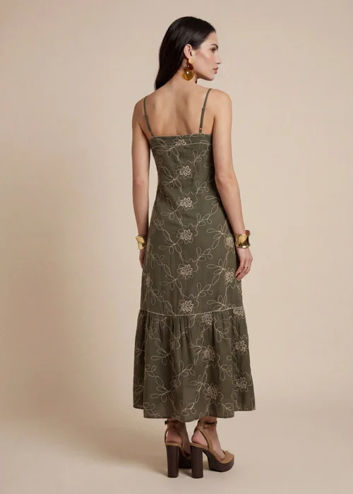 Urban Bliss Khaki Embroidered Maxi Dress - 12 Image 4