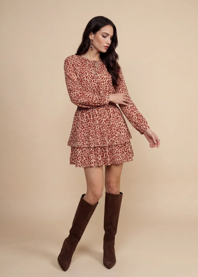 Urban Bliss Rust Metallic Animal Mini Dress