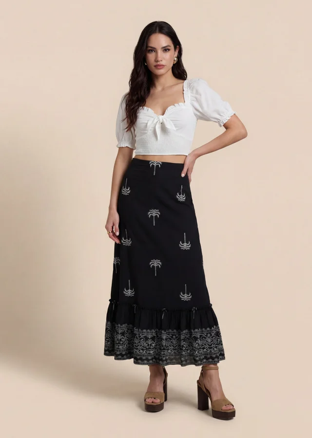 Urban Bliss Black Tiered Maxi Skirt