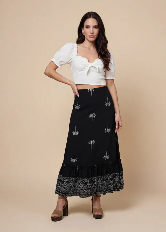 Urban Bliss Black Tiered Maxi Skirt
