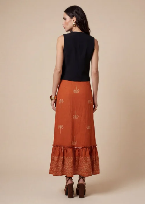 Urban Bliss Tirered Maxi Skirt Rust Pattern - 8 Image 2