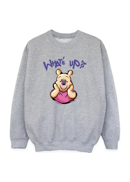 Ada & Ted Disney Winnie The Pooh What's Up Girls Grey Graphic Sweatshirt (3-13 Years) - 7-8 Yrs Image 1