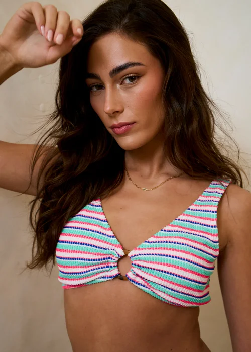 Gini London Multi Textured Multi Color Stripe Bikini Top - 8 Image 1