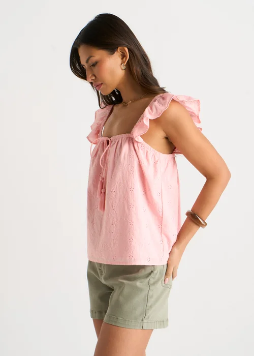Gini London Pink Ruffle Cami Broidery Anglaise Top - 8 Image 5
