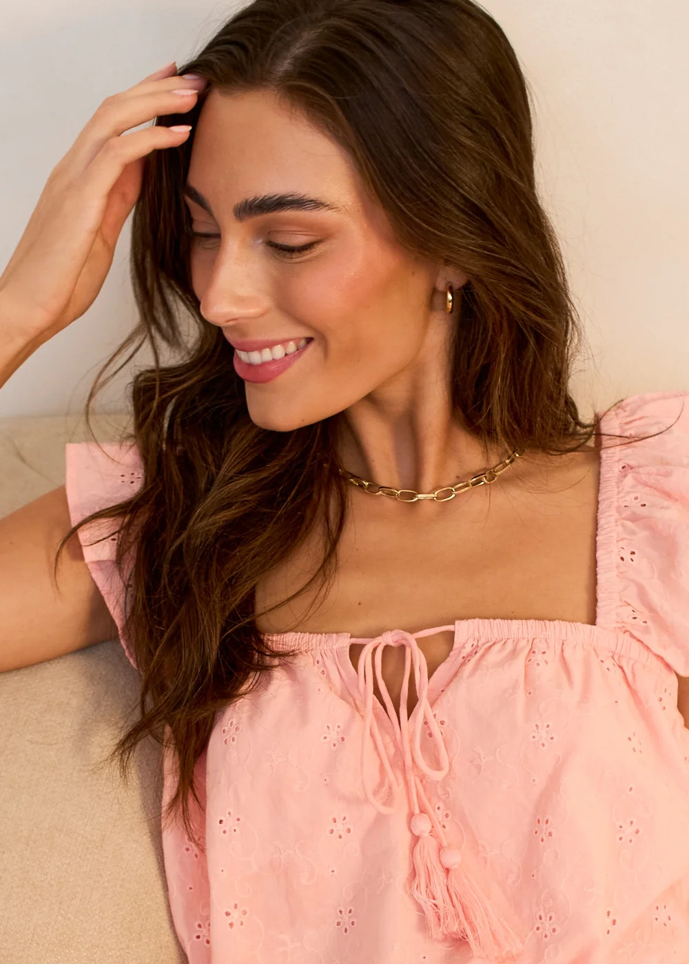Gini London Pink Ruffle Cami Broidery Anglaise Top - 8 Image 4