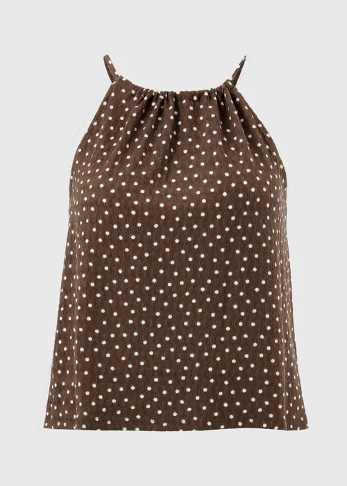Chocolate Brown Polka Dot Co Ord Cami Top - S Image 4