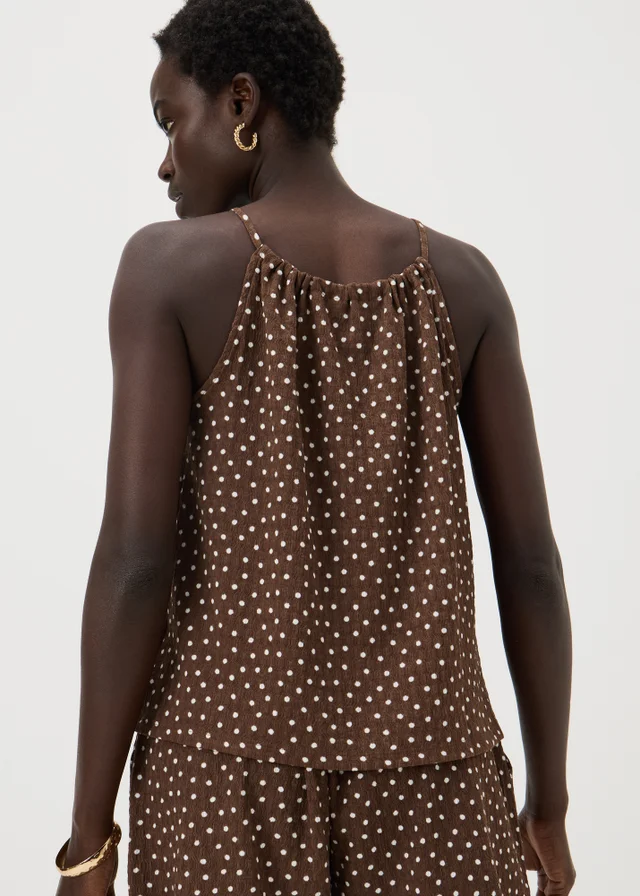 Chocolate Brown Polka Dot Co Ord Cami Top