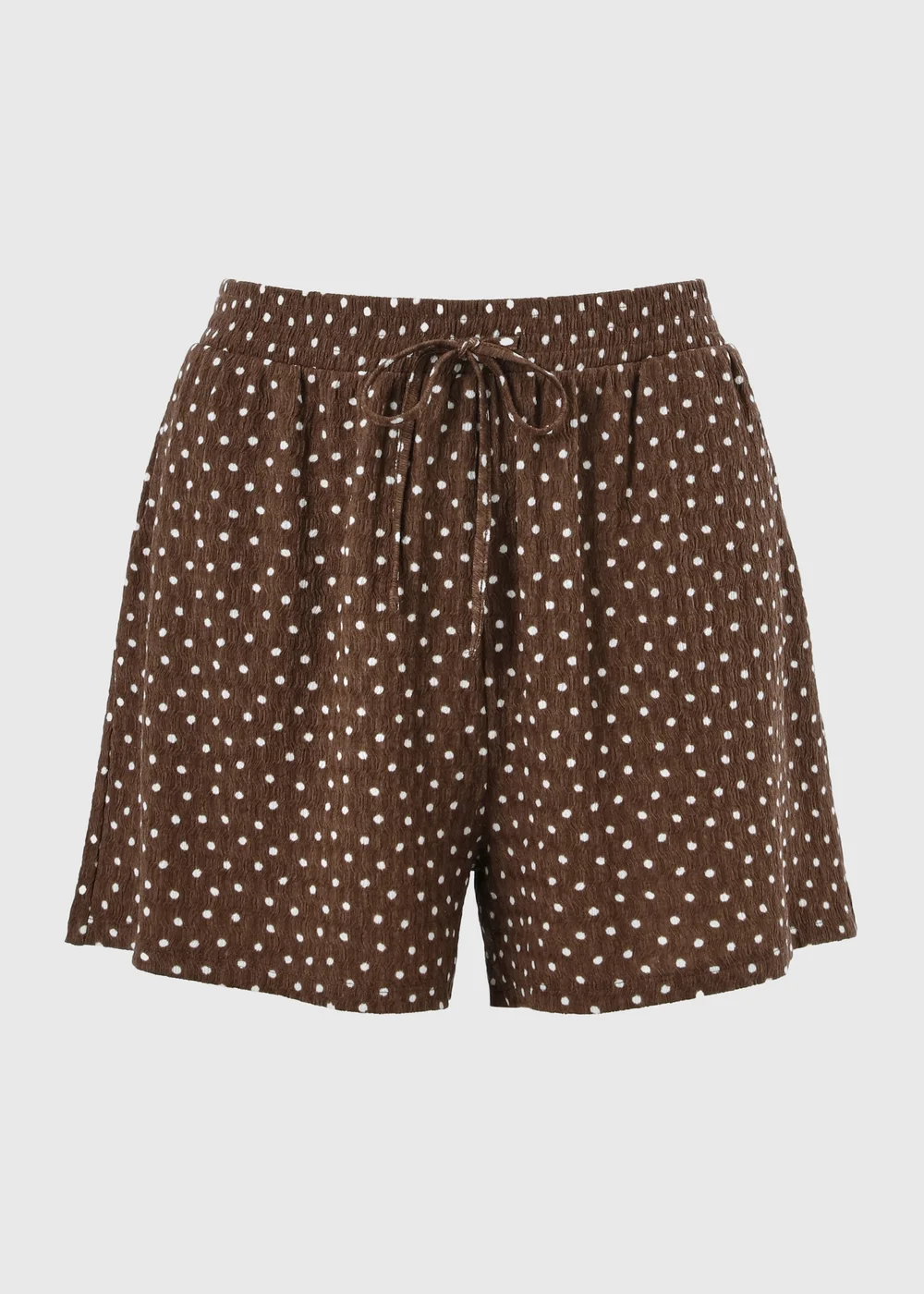 Chocolate Brown Polka Dot Co Ord Shorts - S Image 4