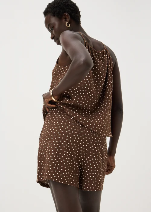 Chocolate Brown Polka Dot Co Ord Shorts - S Image 2