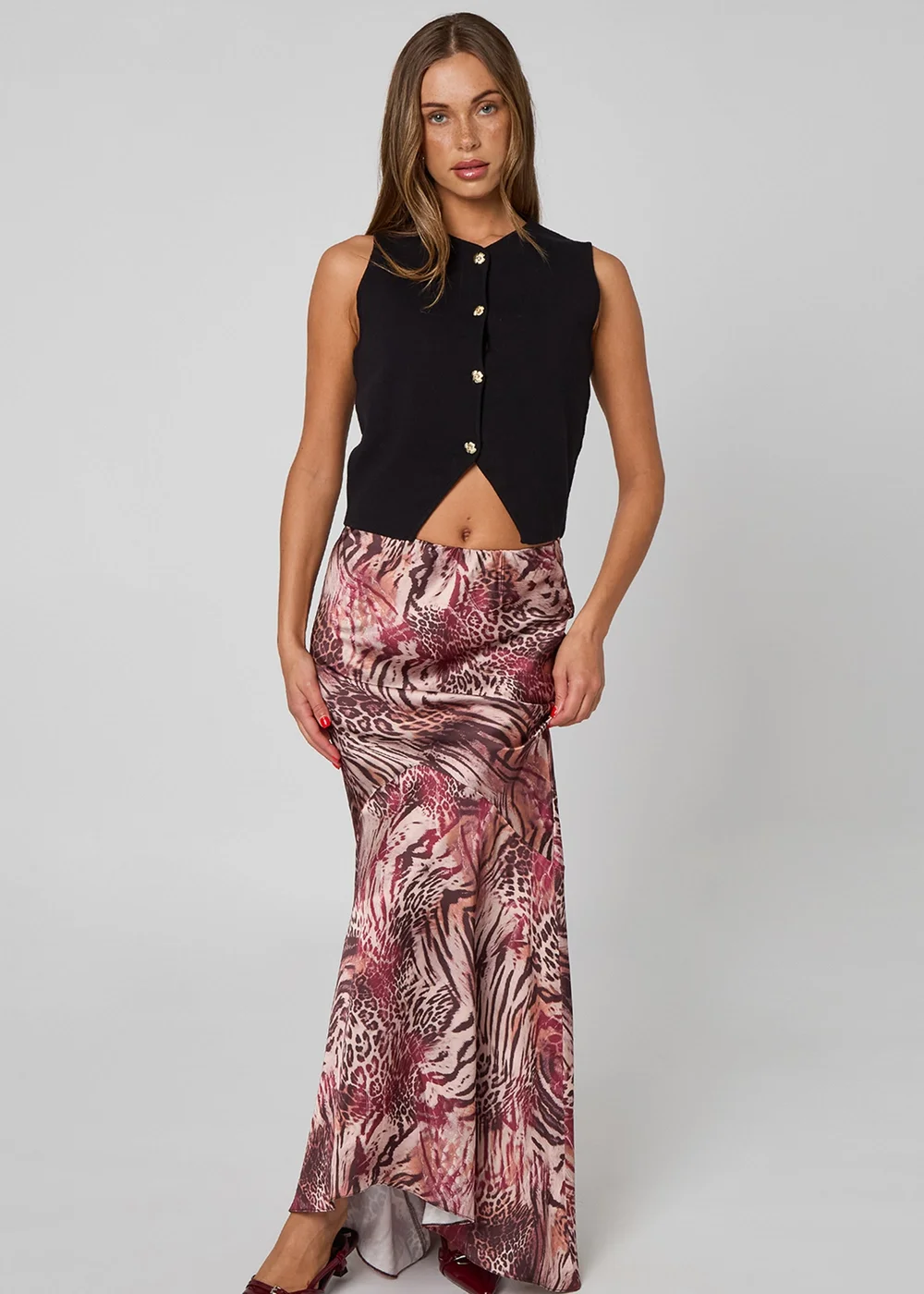 Urban Bliss Black Floral Button Front Vest - M Image 3