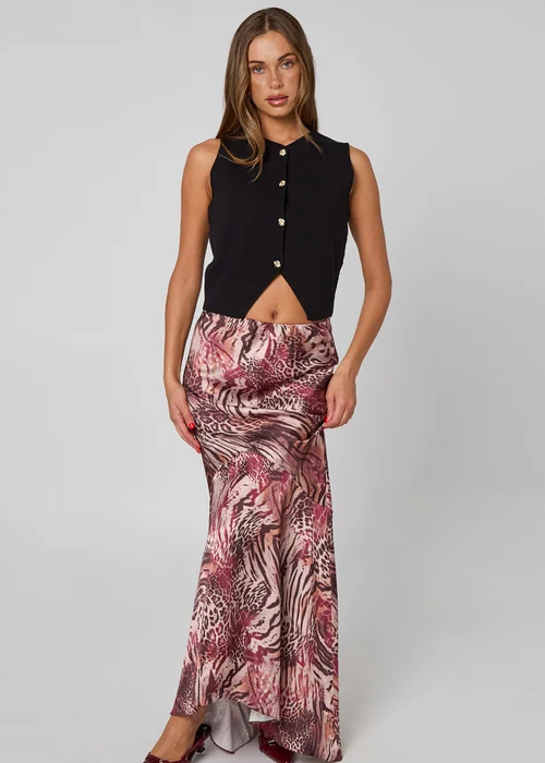 Urban Bliss Black Floral Button Front Vest - M Image 3