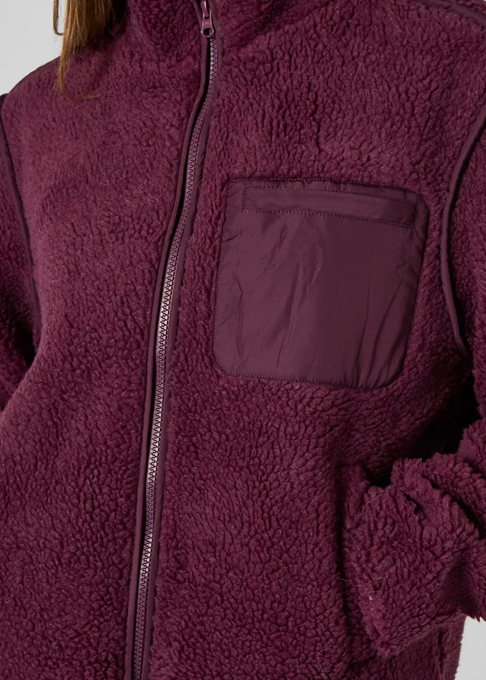 Urban Bliss Fleece Jacket Burgandy - 16 Image 5