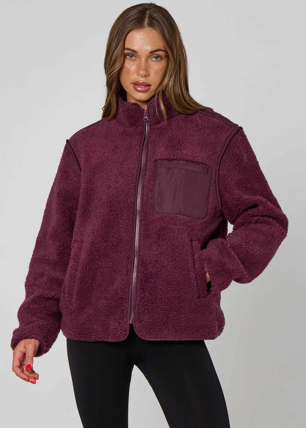 Urban Bliss Fleece Jacket Burgandy - 16 Image 2