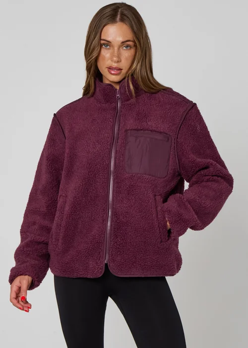 Urban Bliss Fleece Jacket Burgandy - 16 Image 2