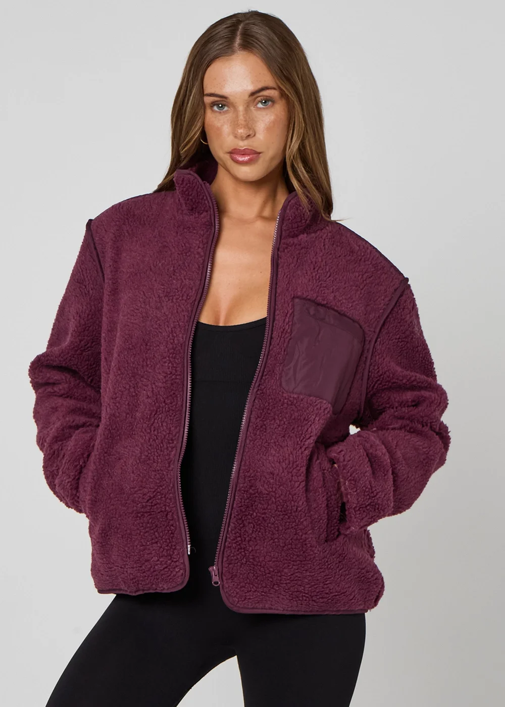 Urban Bliss Fleece Jacket Burgandy - 16 Image 1