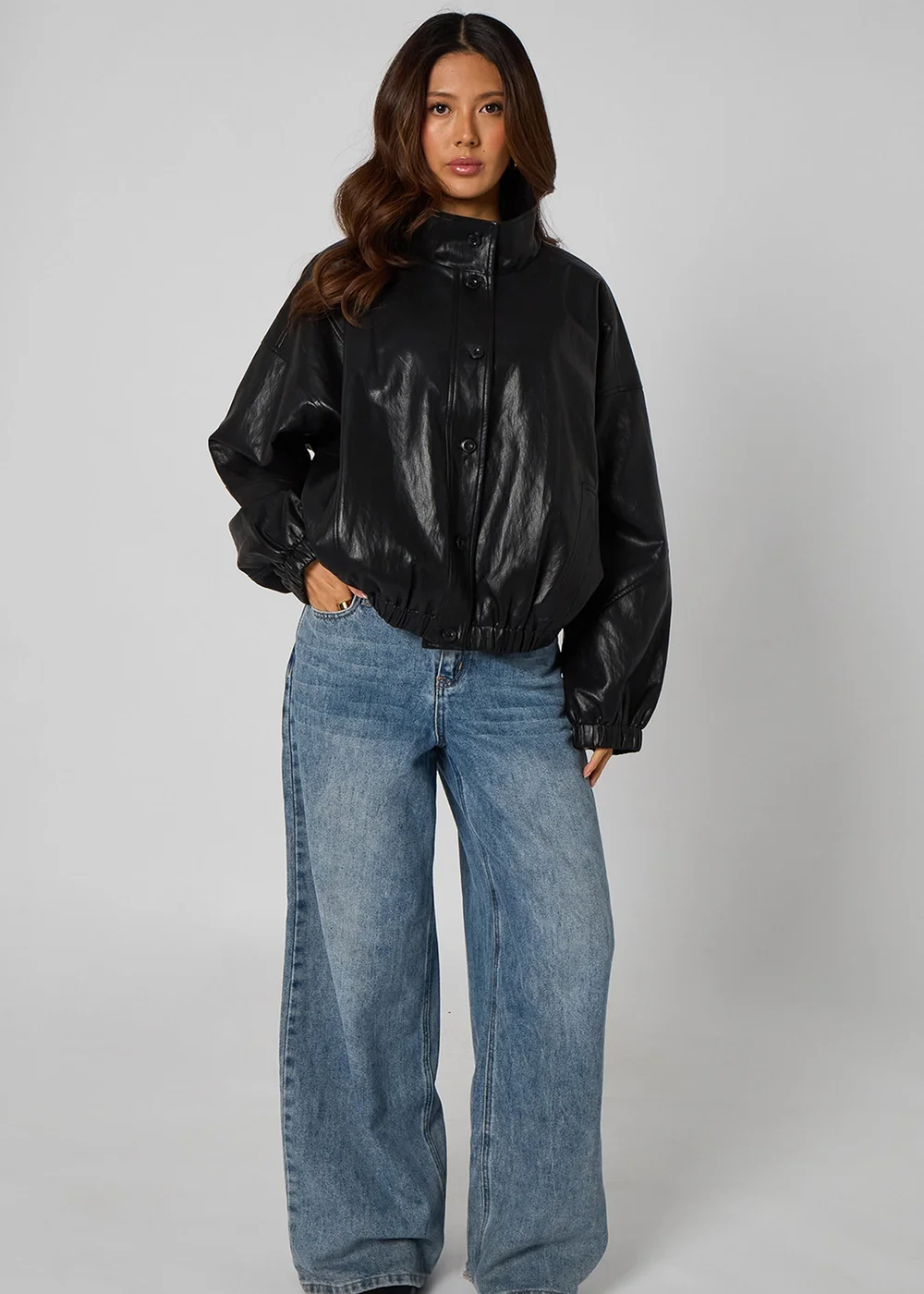 Urban Bliss Pu Oversized Jacket Black - 10 Image 2