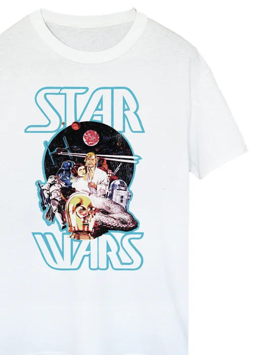 Spiral Galaxy Star Wars Vintage Picture White Graphic T-Shirt - M Image 2