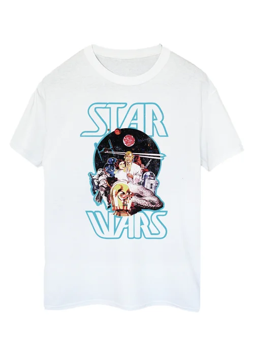 Spiral Galaxy Star Wars Vintage Picture White Graphic T-Shirt - M Image 1