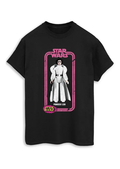 Spiral Galaxy Star Wars Princess Leia Black Graphic Boyfriend Fit T-Shirt - XL Image 1