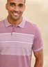 Cotton Traders Pink Heather Short Sleeve Stripe Jersey Polo Shirt - 3XL Image 2