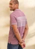 Cotton Traders Pink Heather Short Sleeve Stripe Jersey Polo Shirt - 3XL Image 3