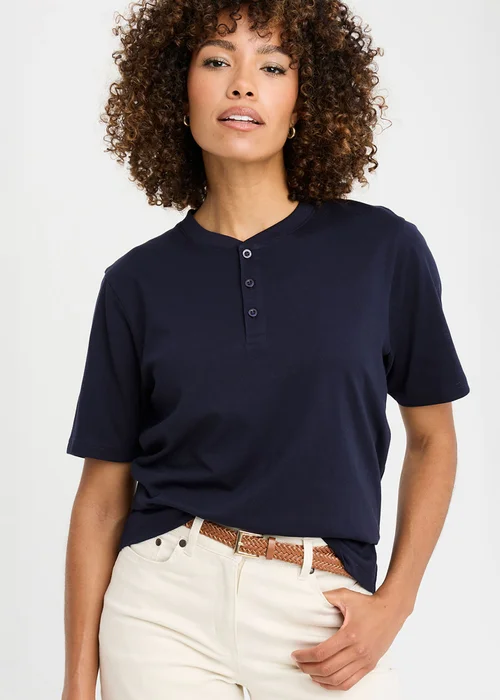 Cotton Traders Navy Grandad T-Shirt - XL Image 1