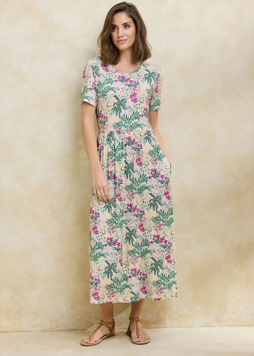 Cotton Traders Ivory Printed Jersey Maxi Dress - 12 Image 1
