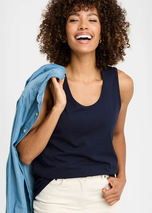Cotton Traders Navy Vest Top - XS Image 1